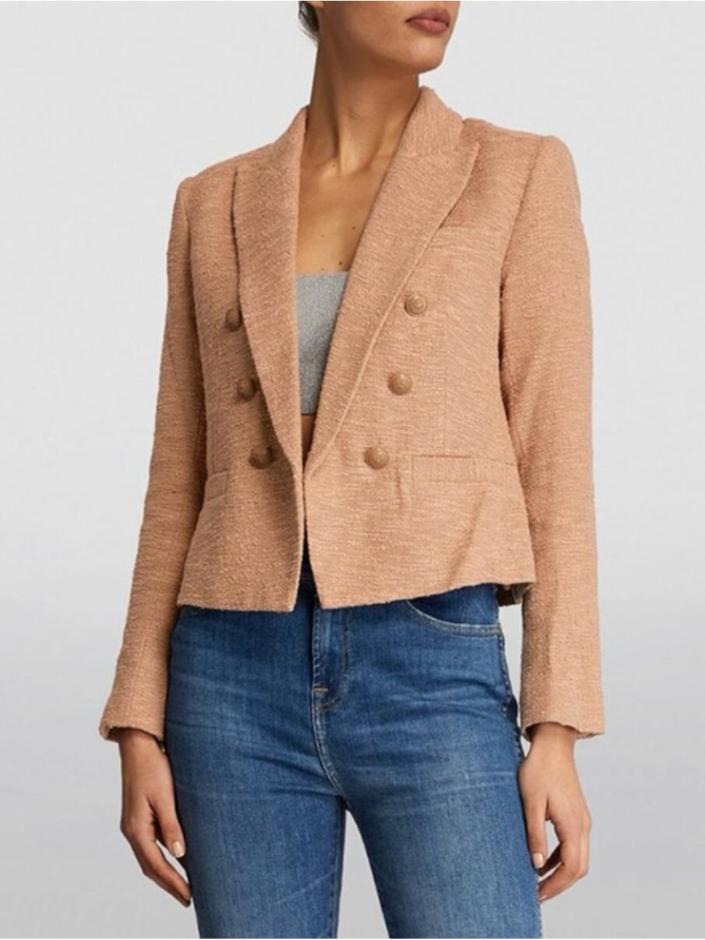 L'AGENCE Brooke Textured Blazer in Light Mocha